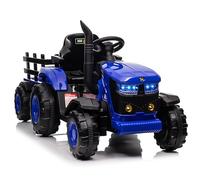 Garvee 12V Tracteur Électrique Enfant avec Remorque Amovible, Voiture Électrique 35W Moteur Double, Musique & MP3, Télécommande, LED, 3 Vitesses, Véhicule Électrique pour Enfants 3 an+ (Bleu)