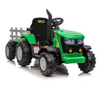 Garvee 12V Tracteur Électrique Enfant avec Remorque Amovible, Voiture Électrique 35W Moteur Double, Musique & MP3, Télécommande, LED, 3 Vitesses, Véhicule Électrique pour Enfants 3 an+ (Vert)