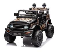 Garvee 12V Voiture Électrique pour Enfants, Véhicule Électrique Enfant avec Suspension à Ressort, Télécommande, LED, 3 Vitesses pour Enfants 3+ Ans (Noir)