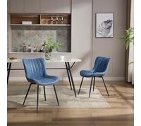 Garvee 2 Chaises De Salle à Manger en Cuir, Design Moderne avec Dossier Confortable Et Pieds Métalliques Stables