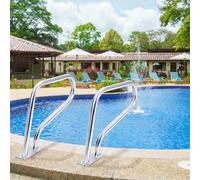 Garvee 304SS Pool Handrail,48x36 Inground Pool Rail with Nonslip Blue Cover Mounting Base & Accessories for Inground Pools