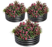 Garvee 3pcs Bac De Culture Surélevé Rond en Métal Galvanisé | Antirouille Et Anticorrosion, Bord Sécurisé En Caoutchouc, Idéal Pour Légumes, Fruits Et Fleurs Sur Balcon