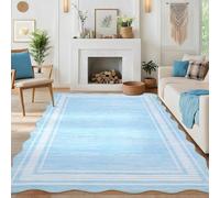 Garvee 5.2x7.5 Washable Runner Rug, Elegant Scalloped Runner Rug, Soft Printed Faux Wool Floor Carpet Runners for Hallway Kitchen Laundry Bedroom, Non Slip