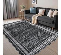 Garvee 6.5x9.5 Washable Runner Rug, Elegant Scalloped Runner Rug, Soft Printed Faux Wool Floor Carpet Runners for Hallway Kitchen Laundry Bedroom, Non Slip