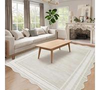 Garvee 8x10 Washable Runner Rug, Elegant Scalloped Runner Rug, Soft Printed Faux Wool Floor Carpet Runners for Hallway Kitchen Laundry Bedroom, Non Slip