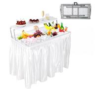 Garvee Able Glacière Pliable 102.9 Cm, 2 Niveaux avec Drain, Jupe Amovible Et Étagère De Rangement pour Extérieur