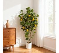 Garvee Arbre Artificiel Citronnier en Pot Blanc - Faux Citronnier Décoratif avec Fruits Réalistes - Plante Artificielle Haute Qualité pour Décor Intérieur
