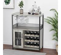 Garvee Armoire à Vin Buffet avec 1 Porte en Verre Et Tiroir 3 étages avec 8 Cubes De Vin Buffet pour Rangement De Vin avec Porte-Bouteille, Sideboard De Rangement pour Cuisine Et Salle à Manger