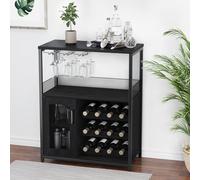Garvee Armoire à Vin Buffet avec 1 Porte en Verre Et Tiroir 3 étages avec 8 Cubes De Vin Buffet pour Rangement De Vin avec Porte-Bouteille, Sideboard De Rangement pour Cuisine Et Salle à Manger