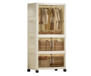 Garvee Armoire Pliante Avec Barre De Pendaison Et 2 Bacs De Rangement - Grand Capacité 65x35x126cm, Dressing Portable En Plastique Robust Avec Porte Magnétique Et Roulettes, Organisation