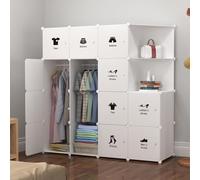 Garvee Armoire Portable, Penderie Portable avec Barre de Suspension, Armoire Modulaire, Meuble de Rangement, Porte-vêtements Pliable, Vestiaire pour Chambres