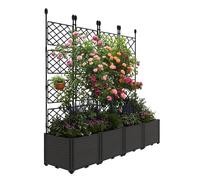 Garvee Bac à Fleurs surélevé avec Treillis - Jardinière modulaire Robuste pour Plantes grimpantes, Herbes, légumes - Écran d'intimité extensionérieur - Lot de 4, 168x160cm - Idéal Jardin terrasse