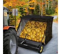 Garvee Balayeuse à gazon de 122 cm à l'arrière, 25 pi³ Grande traction derrière la balayeuse d'herbe, collecteur de feuilles et d'herbe robuste avec corde de vidage, hauteur de balayage réglable pour