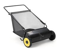 Garvee Balayeuse à gazon manuelle professionnelle - Largeur 54 cm, 4 brosses renforcées, capacité 99 L, bac 3,5 pi³, châssis acier épais, roues caoutchouc - Pour ramasser herbe et feuilles, Noir+Jaune