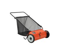 Garvee Balayeuse à Gazon Manuelle Robuste - Largeur 53 cm, 4 brosses Rapides, Grand Sac 99 L, Hauteur réglable - Châssis Acier, Roues Caoutchouc - Idéale Feuilles, Herbe, débris - Orange+Noir