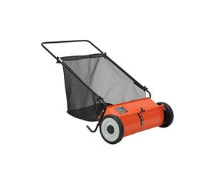 Garvee Balayeuse à Gazon Manuelle Robuste - Largeur 53 cm, 4 brosses Rapides, Grand Sac 99 L, Hauteur réglable - Châssis Acier, Roues Caoutchouc - Idéale Feuilles, Herbe, débris - Orange+Noir