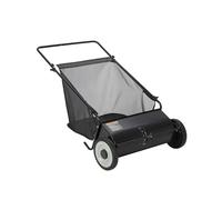 Garvee Balayeuse de pelouse poussable 53 cm - Sac de 99 L, 4 brosses rotatives, Hauteur réglable, Cadre en Acier & Roues en Caoutchouc, collecteur d’Herbe, Feuilles & débris pour Tous terrains, Noir