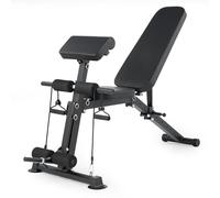 Garvee Banc de musculation pliable et réglable multifonction - Extension jambes, pupitre à biceps, capacité 200 kg - Pour abdominaux, haltères, développé couché - Noir
