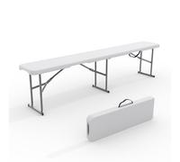 Garvee Banc pliable en plastique portable de 1,8 m avec poignée de transport et verrou pour activités intérieures et extérieures, pique-nique, football, salle à manger, blanc (blanc clair)