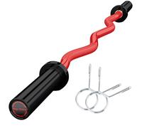 Garvee Barre Boucle EZ Olympique 47" - Acier solide, chrome antidérapant - Capacité 227kg, pour haltères 2" - Prise moletée - Idéale musculation à domicile ou salle - 2 colliers à ressort - Noir et