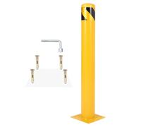 Garvee Barrière de sécurité en acier robuste jaune - Haute visibilité, contrôle du trafic, protection parking, entrepôt - Hauteur 91cm, diamètre 11,4cm, 1 pièce, 4 boulons d’ancrage