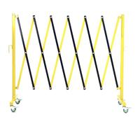 Garvee Barrière de sécurité Industrielle Extensible en métal de 3,5 m avec Panneau d'avertissement et roulettes, barrière de sécurité Mobile rétractable, barrière de sécurité Pliable, Jaune et Noir