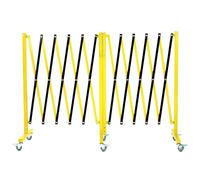 Garvee Barrière de sécurité Industrielle Extensible en métal, rotative et Portable avec Panneau d'avertissement et roulettes, barrière de sécurité Mobile rétractable, Jaune et Noir, 5 m