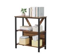 Garvee Bibliothèque à 3 Niveaux avec LED RGB réglable - Étagère Ouverte Industrielle rétro en Bois et métal - Rangement Livres, déco, Plantes - Parfaite Salon, Bureau, Chambre - Coloris rétro, 3