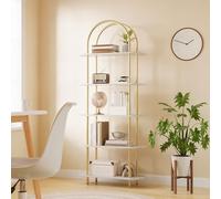 Garvee Bibliothèque à 5 Niveaux, Étagères en Arc, Cadre en Métal, Étagère Industrielle pour Salon, Chambre Bureau, Meuble de Rangement 30x80x180 cm