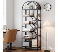 Garvee Bibliothèque à 6 Niveaux Arquée, Étagère de Rangement, Cadre en Métal, Étagère sur Pieds Industrielle pour Salon, Chambre, Bureau, Meuble de Rangement 30 x 80 x 208 cm