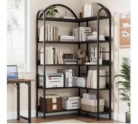 Garvee Bibliothèque d'Angle 5 Niveaux avec Structure Métal, Étagères Ouvertes, Idéale pour Salon Chambre ou Bureau, Noir