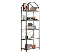 Garvee Bibliothèque, Étagère de Rangement à 5 Étagères, Cadre en Métal, Étagère Industrielle Meuble de Rangement pour Salon, Chambre, Bureau, 60 x 28 x 183 cm (Brun, 5 Niveaux)