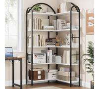 Garvee Bibliothèque, Étagère de Rangement, Bibliothèque d'angle avec 10 Étagères, Cadre en Métal, Style Industriel, 78x78x175 cm, pour Salon, Bureau