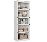 Garvee Bibliothèque industrielle 5 niveaux robuste, étagère ouverte bois massif style rustique - Blanc, 62 x 32 x 171,2 cm