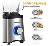 Garvee Blender à Smoothies Haute Performance, Bol En Verre De 1,75 l, Moteur De 800 w, 5 Vitesses, 6 Lames En Acier Inoxydable. Blender Multifonctionnel Pour Smoothies