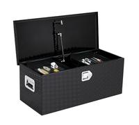 Garvee Boîte à outils benne camion aluminium robuste - Étanche, verrouillable, plaque diamant étoile - Poignées latérales - Idéal pick-up/remorque - 15x15x36 cm - Motif étoile noir, boîte métal non