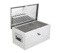 Garvee Boîte à Outils en Aluminium 20" pour Pick-up/remorque - Plaque diamantée Robuste - Étanche, Serrure, poignées latérales - Idéale pour sous-châssis ou Coffre - Argent - Silver Chain Clauses