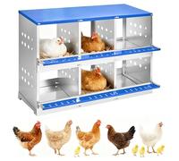 Garvee Boîte de Nidification pour Poules et Canards en métal galvanisé - 6 Compartiments - Aérations, perchoir intégré - Installation Peinture muralee ou au Sol - Ramassage Facile des œufs