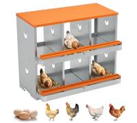 Garvee Boîte de Ponte 6 comp. Double Couche métal | Grandes aérations, perchoir basculant, ramassage facile des œufs, poulailler, orange-rougeâtre