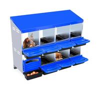 Garvee Boîte de Ponte en métal pour Poules - 8 Compartiments, Couvercle Amovible, Rampe à œufs, Collecte et Nettoyage faciles - Bleu, sans Support