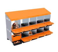 Garvee Boîte De Ponte pour Poules en Métal Galvanisé - 10 Compartiments, Couvercle De Protection, Ramassage Facile, Tiroir Amovible, Nettoyage Pratique - Orange
