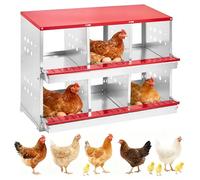Garvee Boîte de Ponte pour Poules en métal galvanisé Robuste - 6 Compartiments - Aérations, Plateforme de Repos - Montage Peinture Murale ou au Sol - Nettoyage Facile et Collecte aisée des œufs