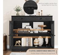 Garvee Buffet 90 Cm avec Portes en Verre, Meuble Buffet avec étagères Réglables, Enfilade Moderne pour Salon, Salle à Manger Ou Cuisine