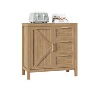 Garvee Buffet en Bois avec 3 Tiroirs et 1 Porte - Étagère Réglable, Finition Noyer, Rangement Salon