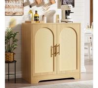 Garvee Buffet en Rotin, Meuble de Rangement Moderne Haut 76 cm avec 4 Portes, Console, Buffet d'appoint pour Salon, Salle à Manger, Entrée