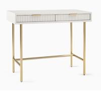 Garvee Bureau Blanc, avec 2 Tiroirs, Console d'Entrée De Style Moderne, Coiffeuse avec Pieds en Métal, Adaptée Au Salon, à La Chambre Et Au Bureau à Domicile