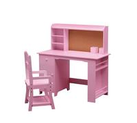 Garvee Bureau et Chaise pour Enfants, Ensemble Table et Chaise en Bois avec Étagère de Rangement, Table d'étude pour Chambre Enfant 97x46x101 cm