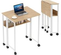 Garvee Bureau Pliant Portable - Table avec roulettes Et Étagère De Rangement