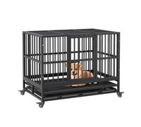 Garvee Cage Chien Robuste 37"" en Acier - Double Porte, Roulettes 360° & Plateau Amovible | Idéale Chien Anxieux