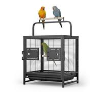 Garvee Cage de transport pour petits oiseaux 65 cm - Portable avec poignée et plateau - Idéale pour perruches, perroquets, cockatiels, canaris, inséparables, pigeons - Pratique et sécurisée - Birdcage